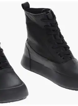 AMBUSH High-Top Vulcanised Rubber And Leather Sneakers Black