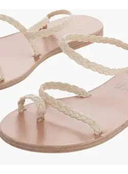 ANCIENT GREEK SANDALS Braided Nappa Leather Eleftheria Thong Sandals White