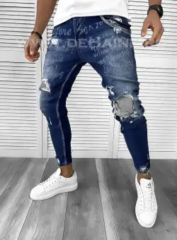 Blugi barbati conici albastri 370 H6-1