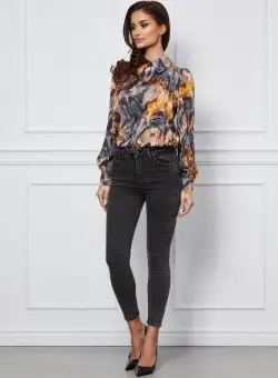 Blugi Paula gri inchis cu zgarieturi