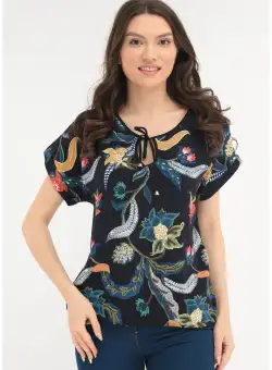 Bluza casual cu imprimeu floral rosu
