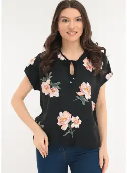 Bluza casual cu imprimeu floral roz