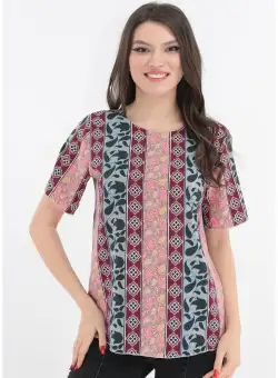 Bluza cu imprimeu geometric multicolor