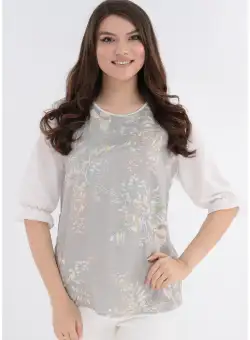 Bluza cu print floral si spatele alb