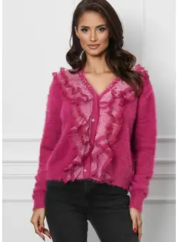Bluza Mirela fucsia cu strasuri si volanase