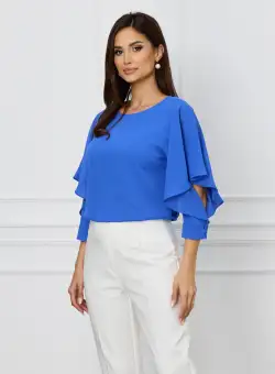 Bluza Monza albastra cu maneci fluture