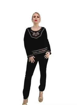 Bluza neagra cu broderie - Cati 3