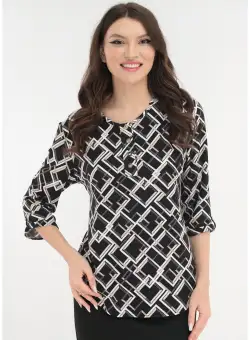 Bluza neagra cu romburi bej imprimate