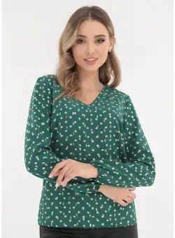 Bluza verde cu anchior si imprimeu cu buline albe