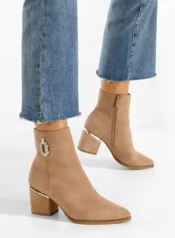 Botine dama cu toc Hoja kaki