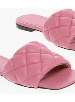 Bottega Veneta Cuir Sole Quilted Leather Sliders Pink
