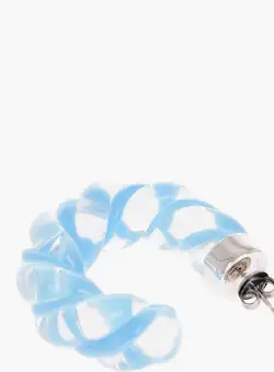 Bottega Veneta Silver And Glass Twist Earrings Light Blue