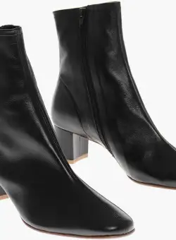 BY FAR Leather Sofia Booties With Inner Zip 6Cm Black