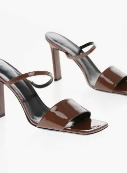 BY FAR Plate Heel Ada Patent Leather Sandals 10Cm Brown