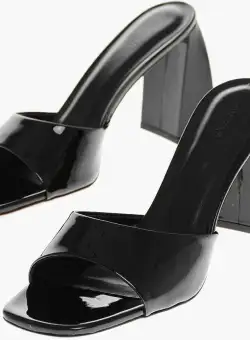 BY FAR Squared Toe Michele Patent Leather Mules 7Cm Black