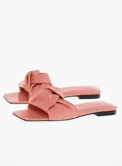 BY FAR Twisted Leather Sandals Pink
