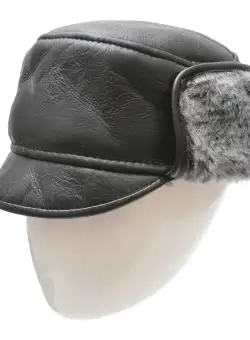 Caciula KLOP neagra, 01K, din piele naturala