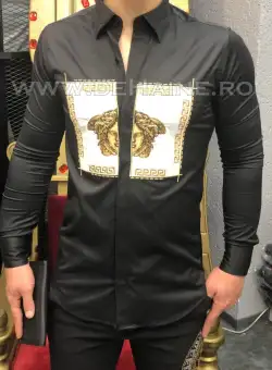 Camasa barbati neagra slim fit pentru evenimente B5732 4-3