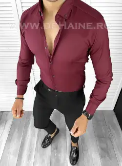 Camasa barbati slim fit grena B8486 5-1 E