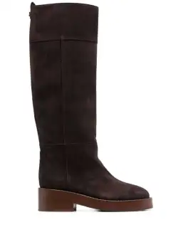 Casadei Brown High-Boots with Block Heel in Suede Woman Brown