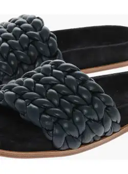 Chloe Woven Leather Kacey Slippers Black