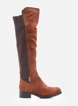 Cizme dama din piele naturala, Leofex - 424 Maro Roșiatic Velur