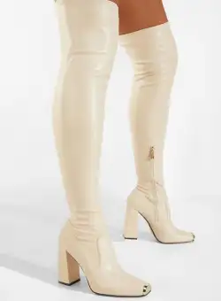 Cizme lungi peste genunchi bej Arana