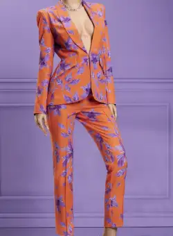 Compleu orange elegant cu imprimeu deosebit