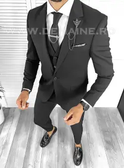 Costum barbati slim fit negru B8292 P19-4.1