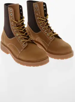 Diesel Leather And Fabric D-Alabhama Combat Boots Brown