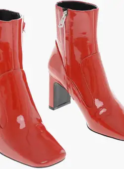 Diesel Patent Leather D-Millenia Square Toe Boots 7.5Cm Red