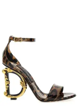 Dolce & Gabbana DOLCE & GABBANA Animal-print sandals with logo heel MULTICOLOR
