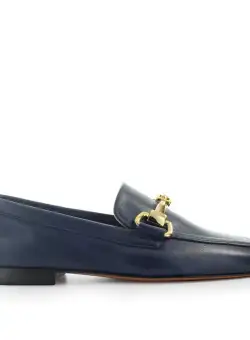 Doucal's DOUCAL'S BLUE LOAFER WITH GOLD LOGO Blue