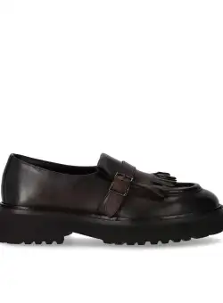 Doucal's DOUCAL'S DECO' DARK BROWN LOAFER WITH FRINGE Brown