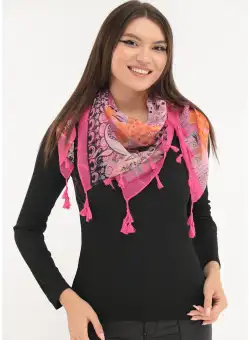 Esarfa patrata ciclamen cu animal print