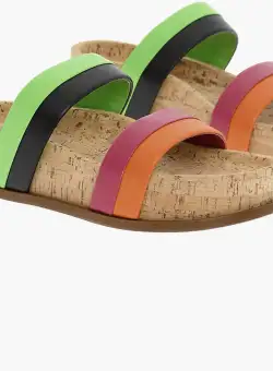 GABRIELA HEARST Leather Sandals With Cork Upper Sole Multicolor