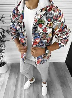 Geaca barbati de toamna cu imprimeu din fas subtire 12275 O5-6