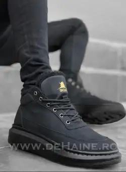 Ghete barbati negre cu talpa neagra B3190/BA0151 A25-4