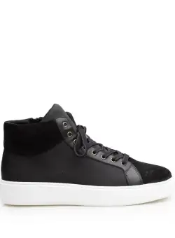 Ghete barbati sport din piele naturala,Leofex- Mostra Sabin Negru Velur Strech