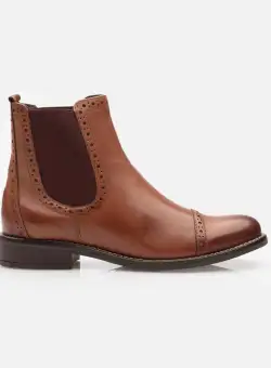 Ghete damă casual din piele naturală - 371 C Cognac Box