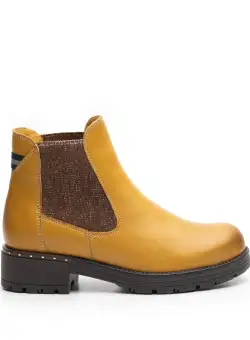 Ghete dama din piele naturala, Leofex - 175 Mustar Box