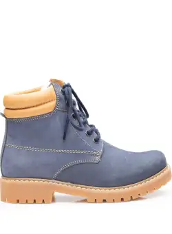 Ghete dama din piele naturala nabuc Leofex- 227 blue nabuc