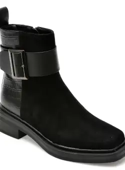 Ghete EPICA negre, 3H56269, din piele intoarsa