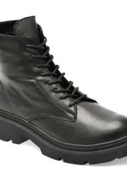 Ghete GLORIA negre, 56203, din piele naturala