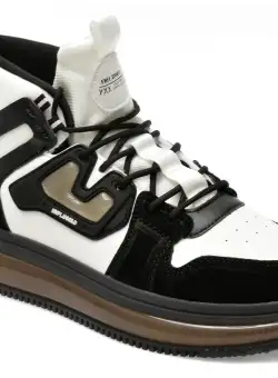 Ghete GRYXX alb-negru, A219, din piele ecologica