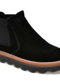 Ghete OTTER negre, 7182, din piele intoarsa