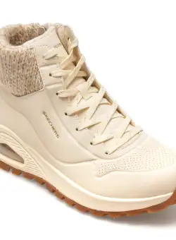 Ghete SKECHERS bej, UNO RUGGED, din piele ecologica