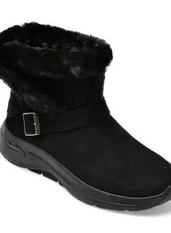 Ghete SKECHERS negre, GO WALK ARCH FIT BOOT, din piele intoarsa