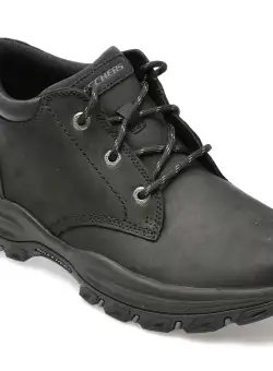 Ghete SKECHERS negre, KNOWLSON, din piele naturala