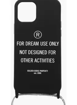 Golden Goose Printed Iphone 12/12 Pro Case With Neck Strap Black